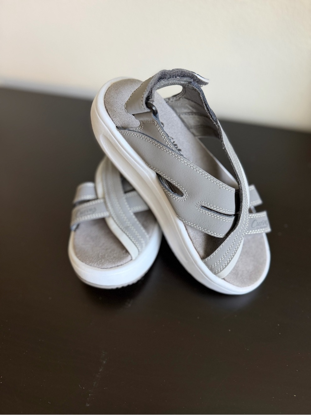 Women's Adjustable Gray Comfort Sandals with Cushioned Footbed